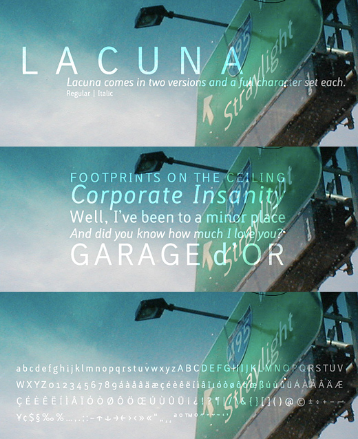 Free Font Lacuna Freetypography